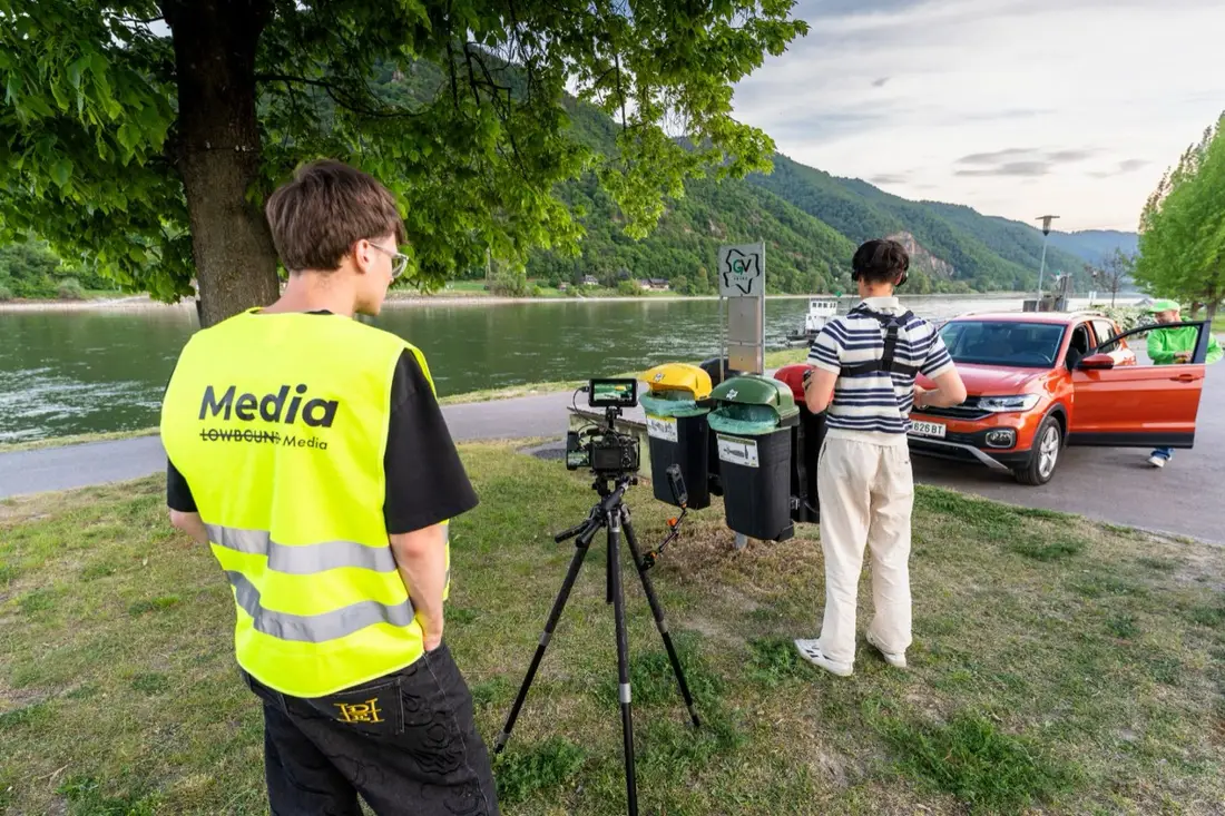 Camera and sound equipment on set in the Wachau