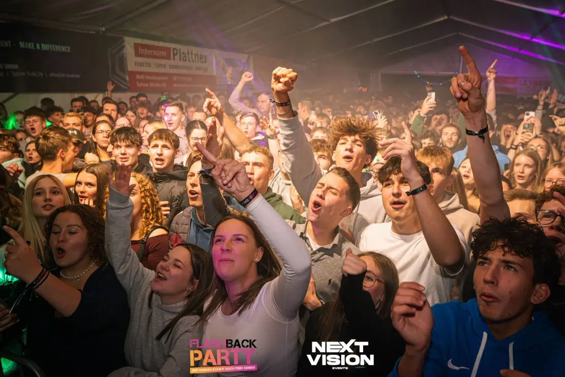Cheering crowd at a party